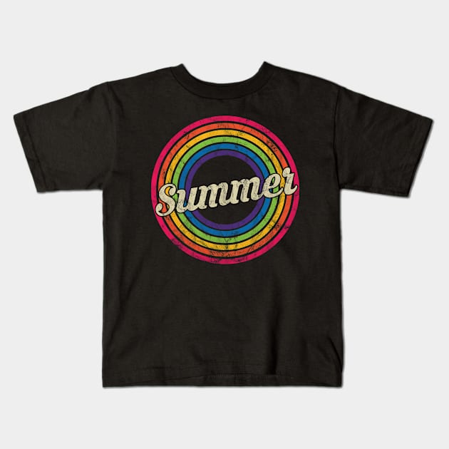 Summer - Retro Rainbow Faded-Style Kids T-Shirt by MaydenArt